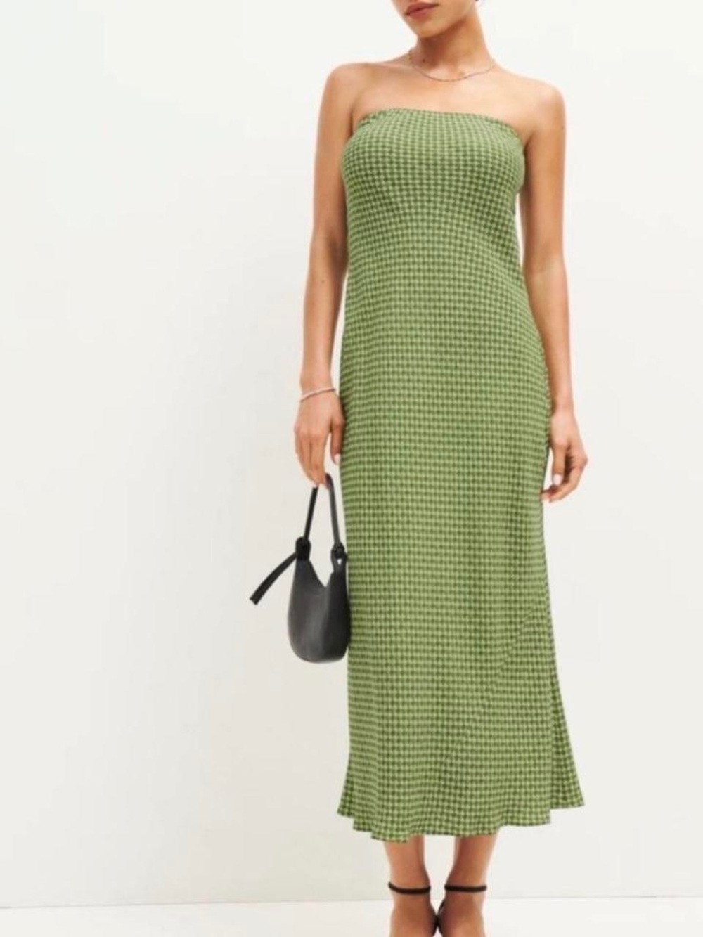 Reformation Joana Dress Strapless Midi Green Piccolo XS